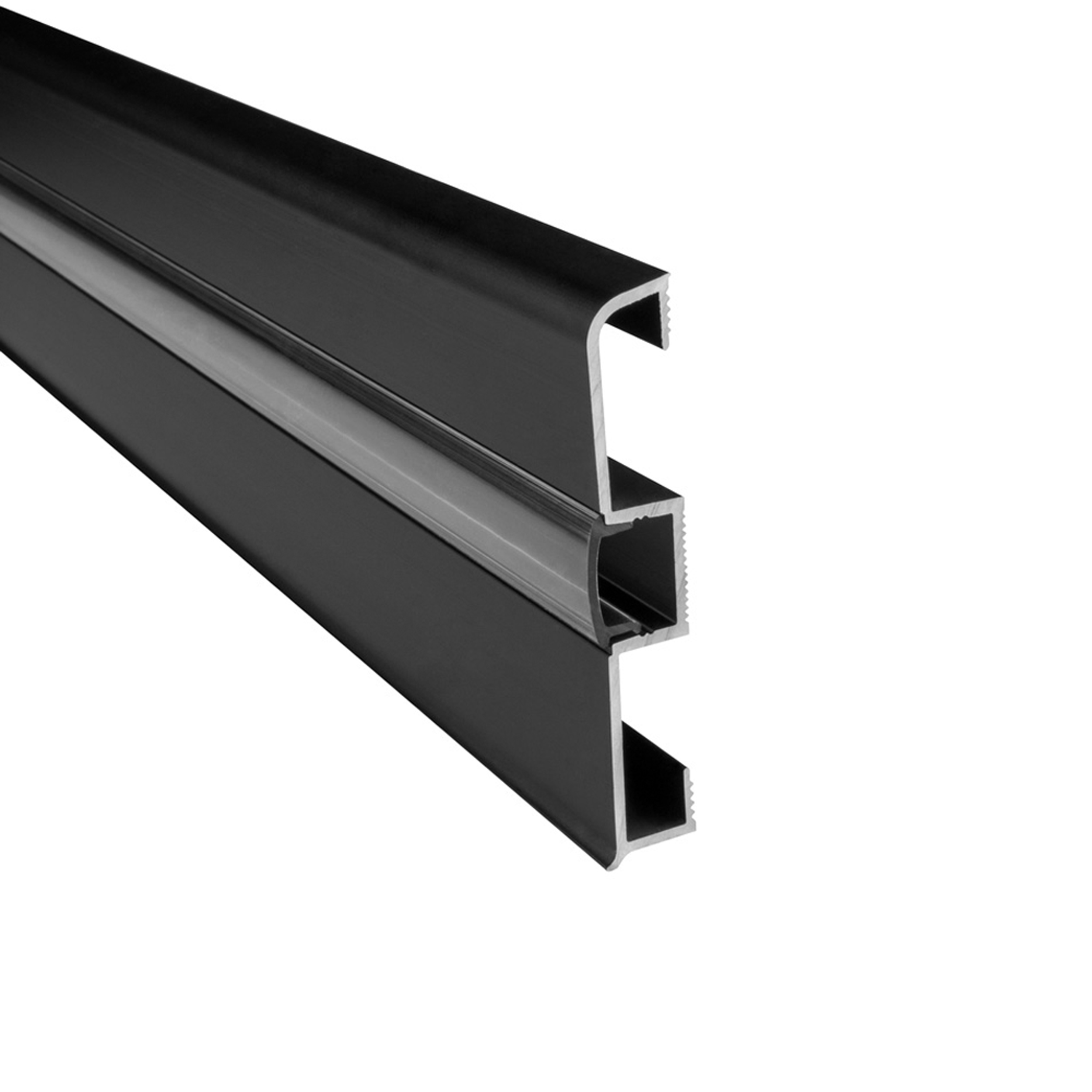 C02 LED Aluprofil Schwarz Sockelleiste 2m klar