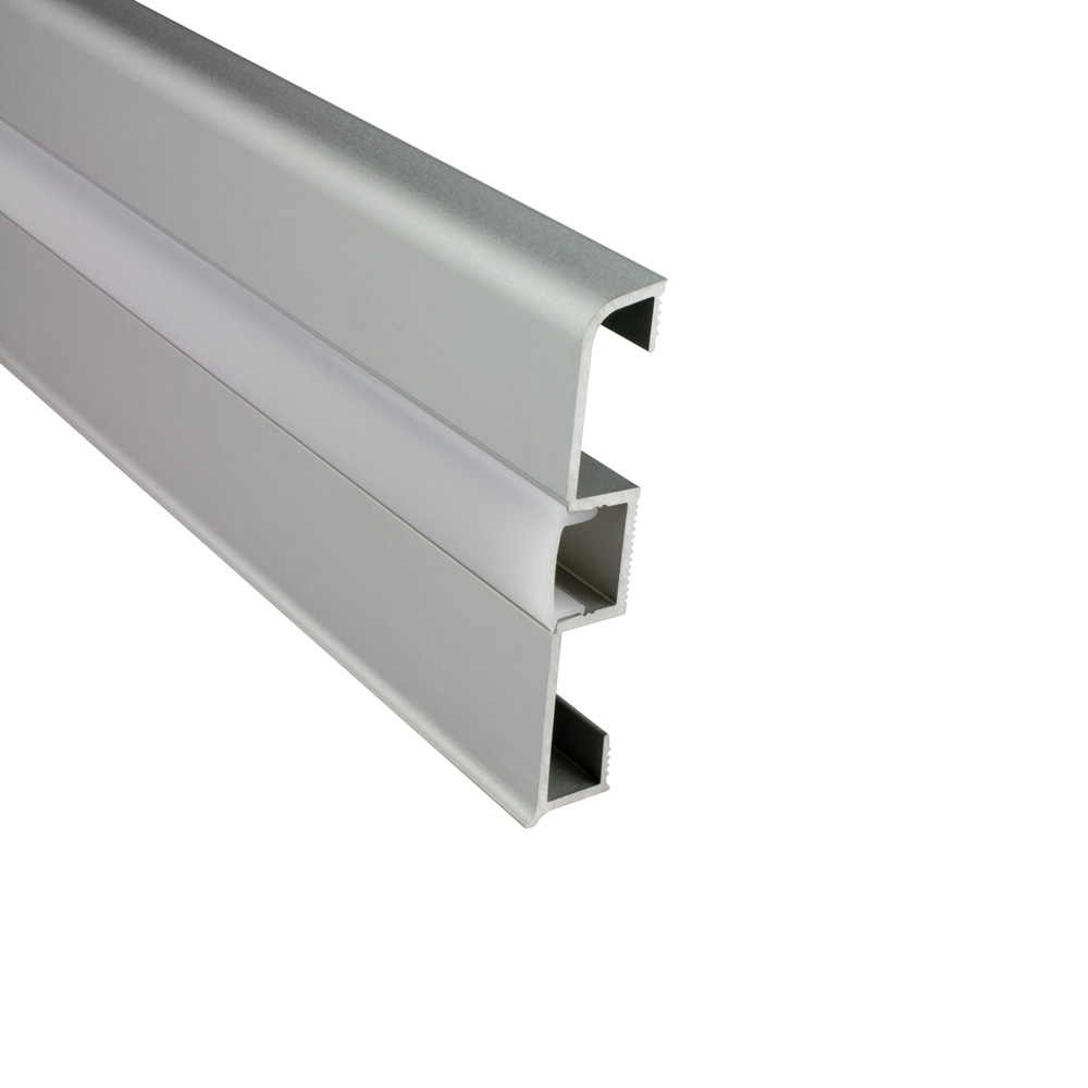 B-Ware - C02 LED Aluprofil Silber Sockelleiste 1m milky C02 LED Aluprofil Silber Sockelleiste 2m milky