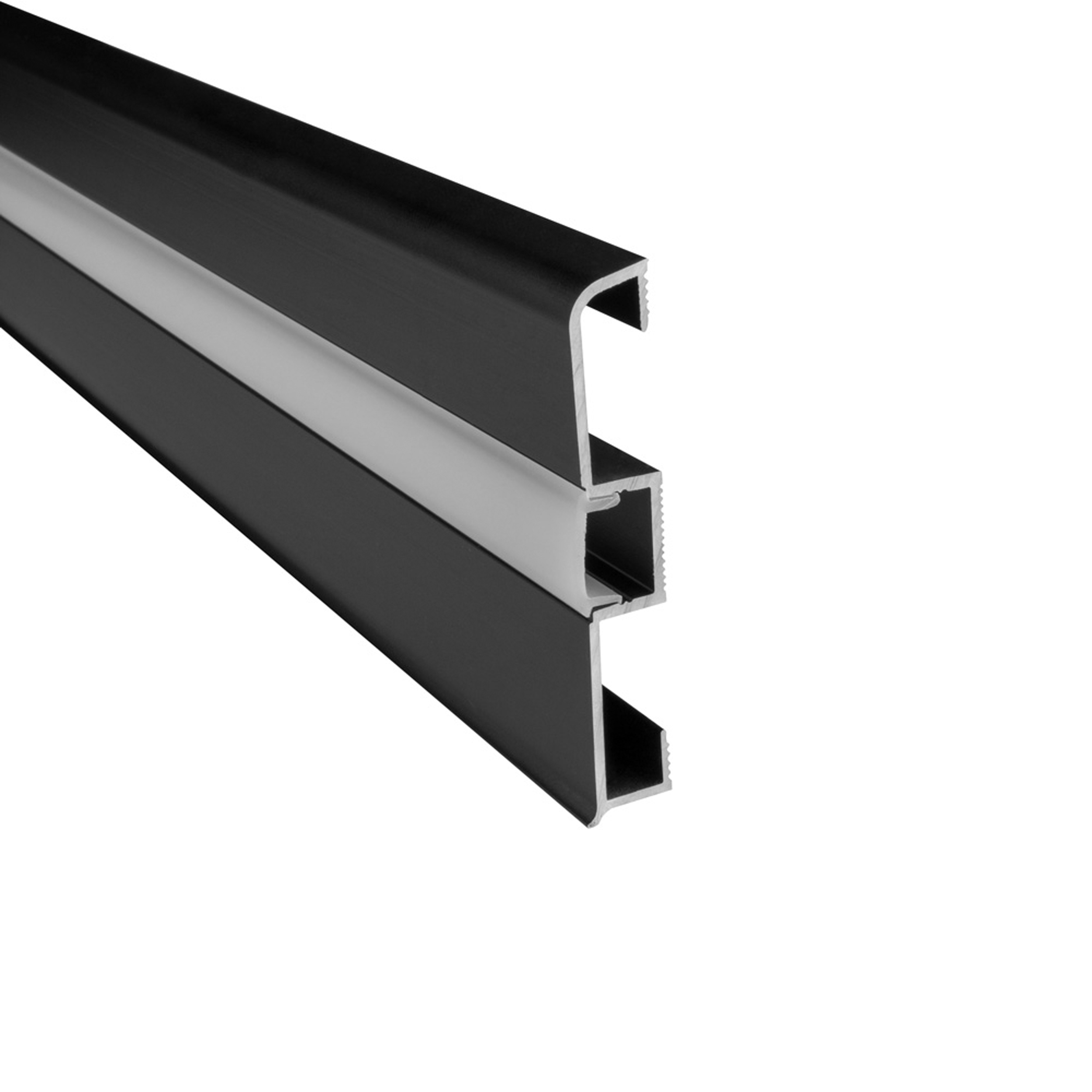C02 LED Aluprofil Schwarz Sockelleiste 1m opal