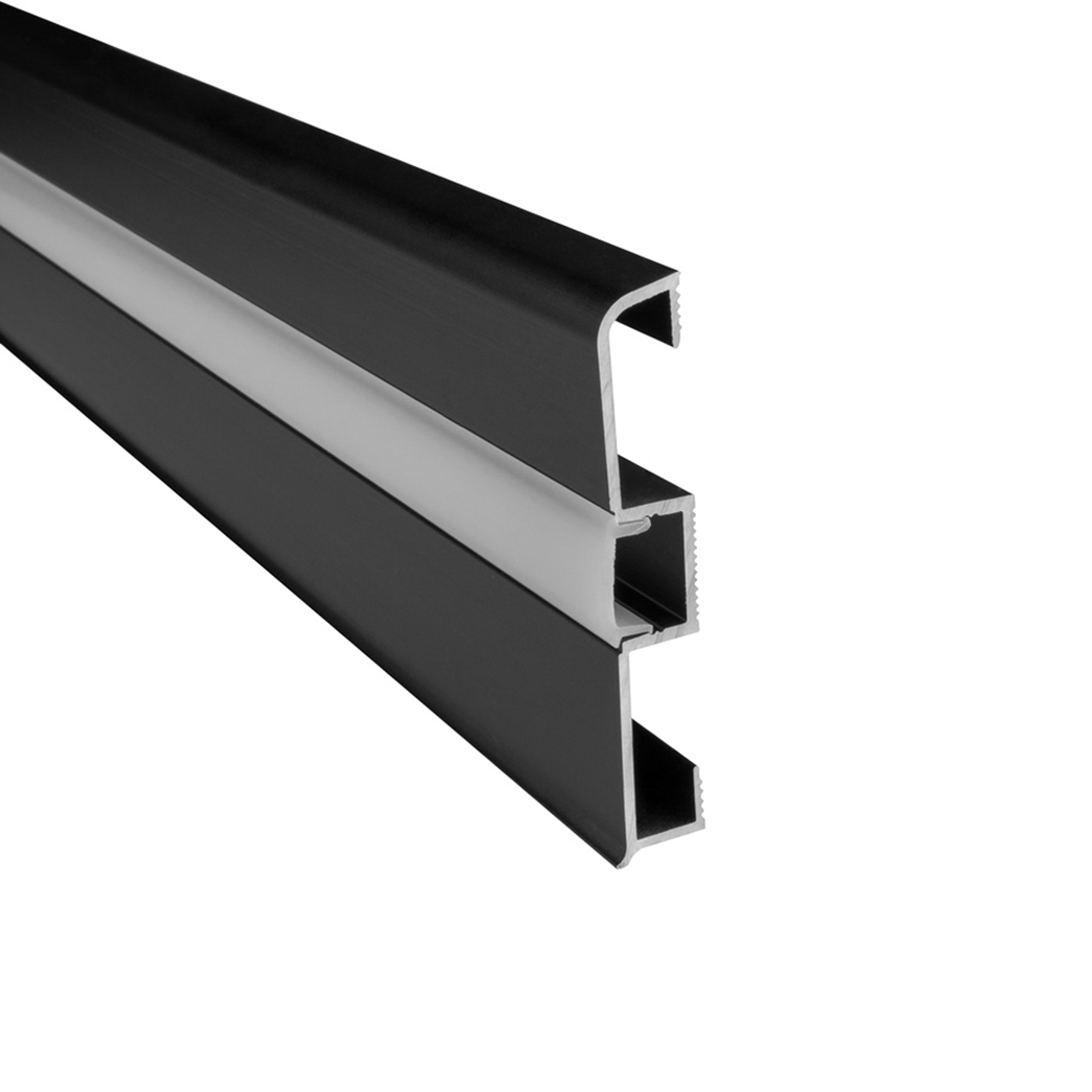 C02 LED Aluprofil Schwarz Sockelleiste 2m opal