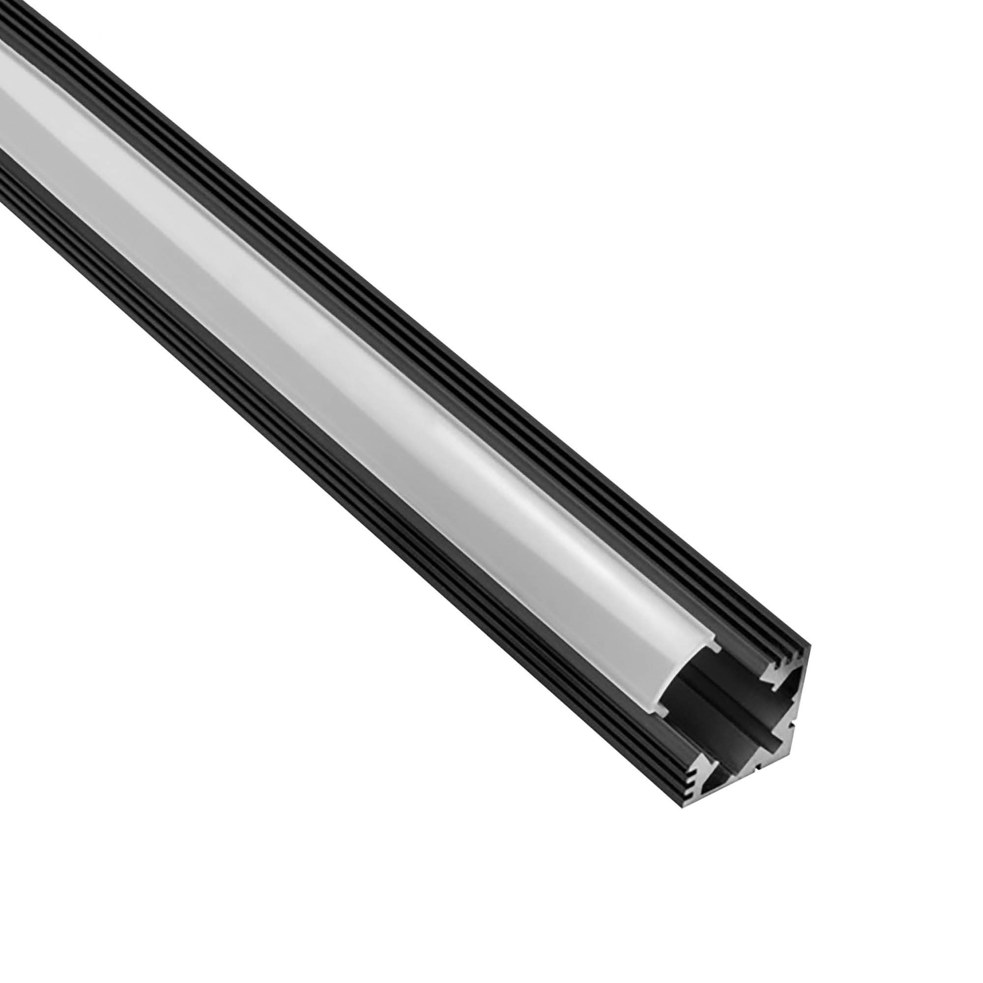 A19 LED Aluprofil Schwarz Eckprofil 90° 1m opal A19 LED Aluprofil Schwarz Eckprofil 90° 2m opal