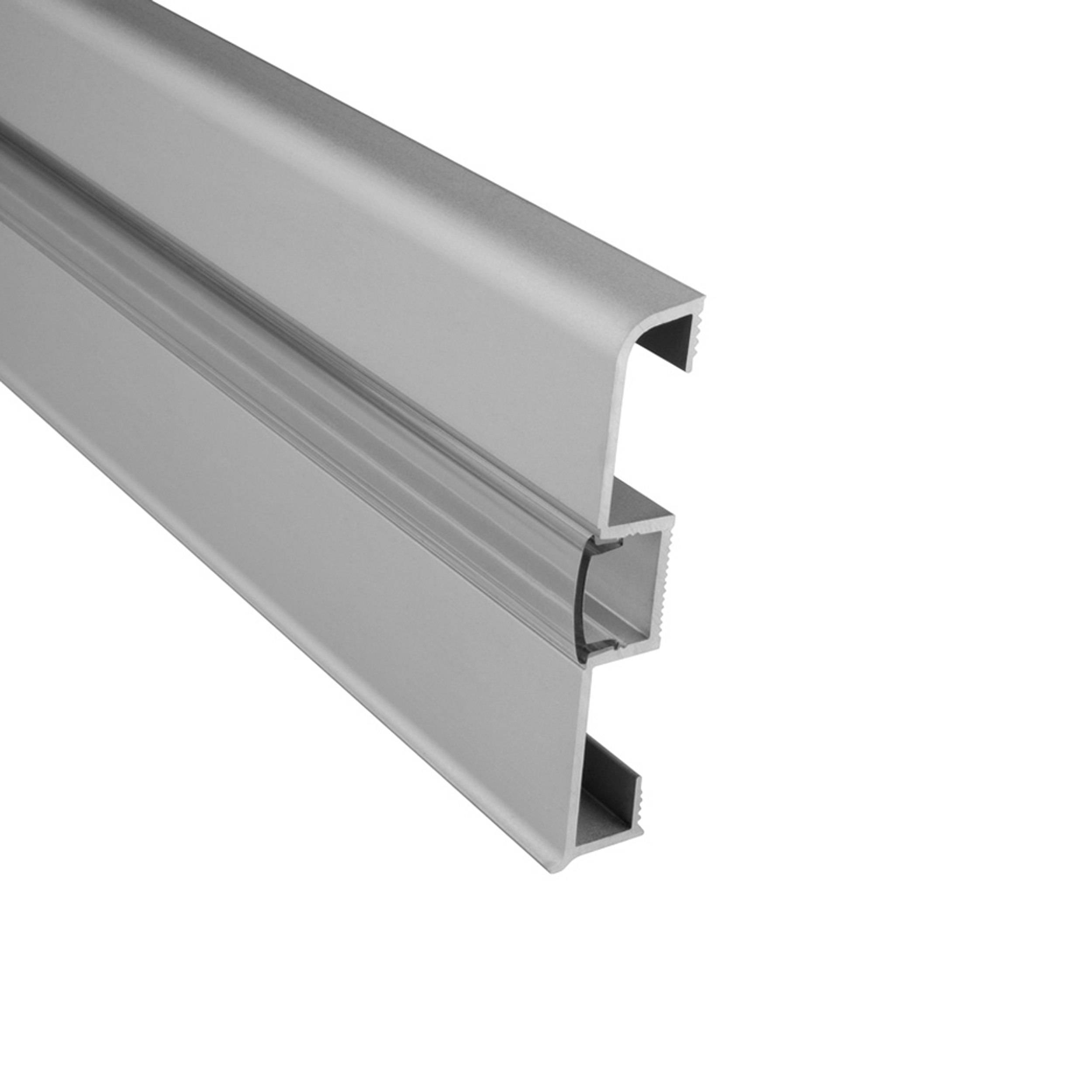 C02 LED Aluprofil Silber Sockelleiste 2m klar C02 LED Aluprofil Silber Sockelleiste 2m klar