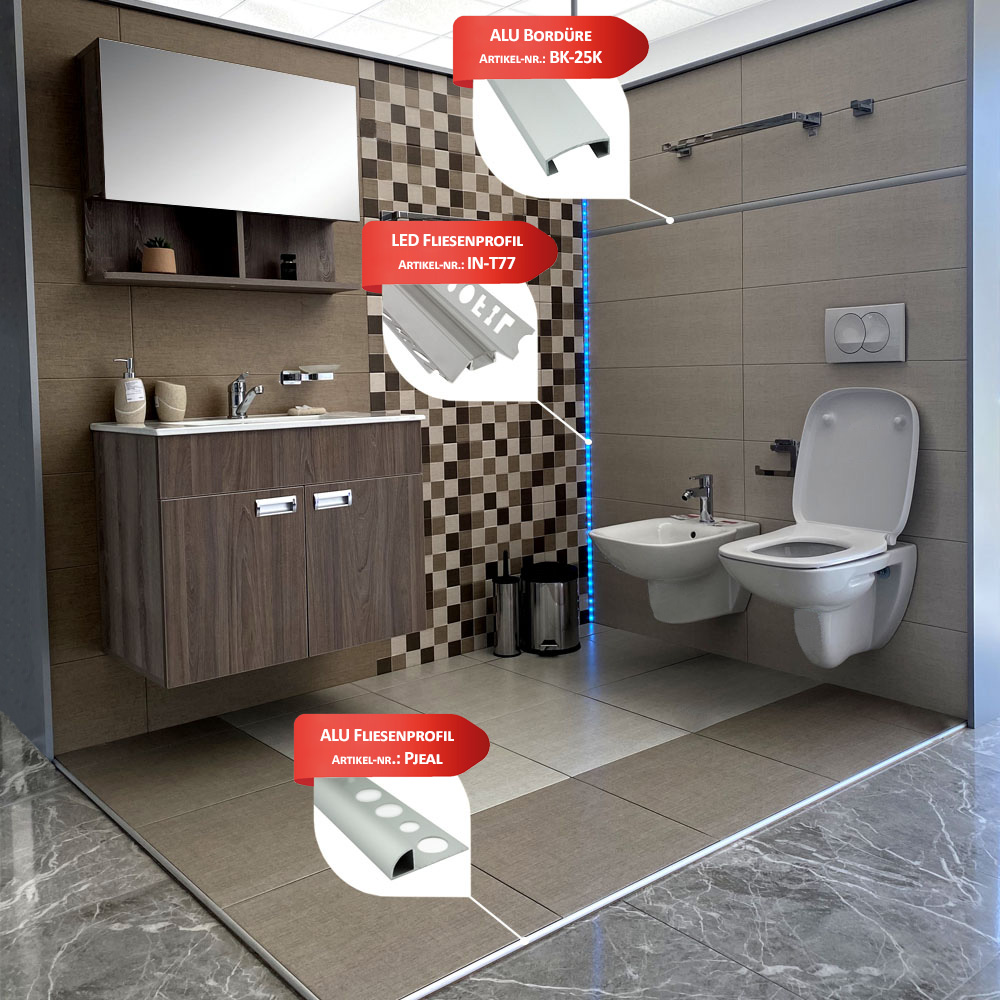 IN-T77 LED Alu Fliesenprofil Ecke innen 10mm silber IN-T77 LED Alu Fliesenprofil Ecke innen 12mm silber 2m opal