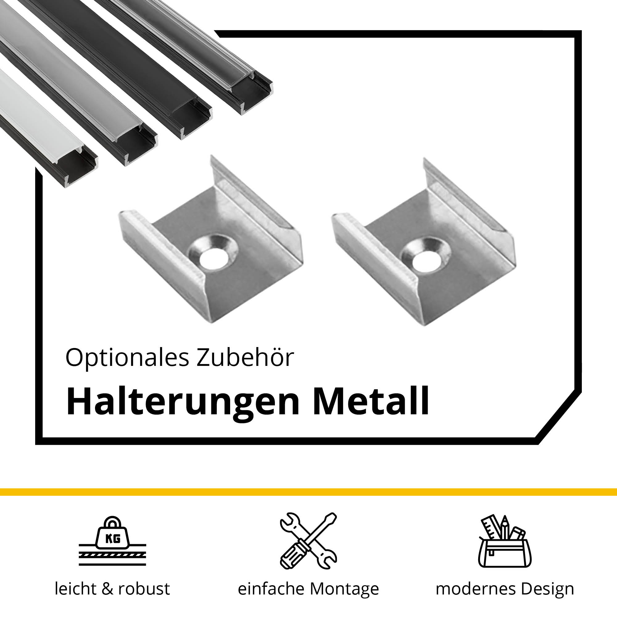 A15 LED Profil Schwarz 2x Endkappen A15 LED Profil Schwarz 2m Abdeckung milky