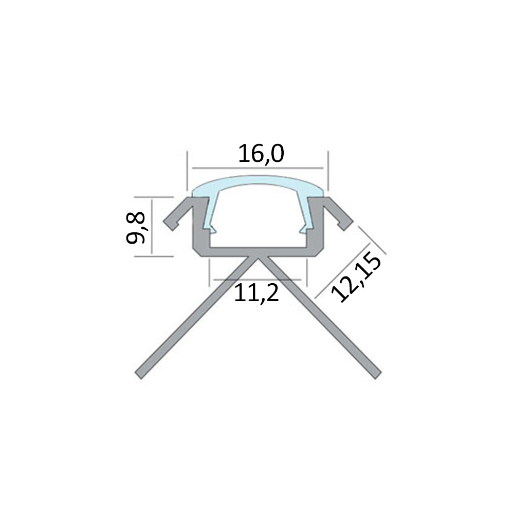 C-T77 LED Alu Fliesenprofil Ecke aussen 12mm silber 2m opal