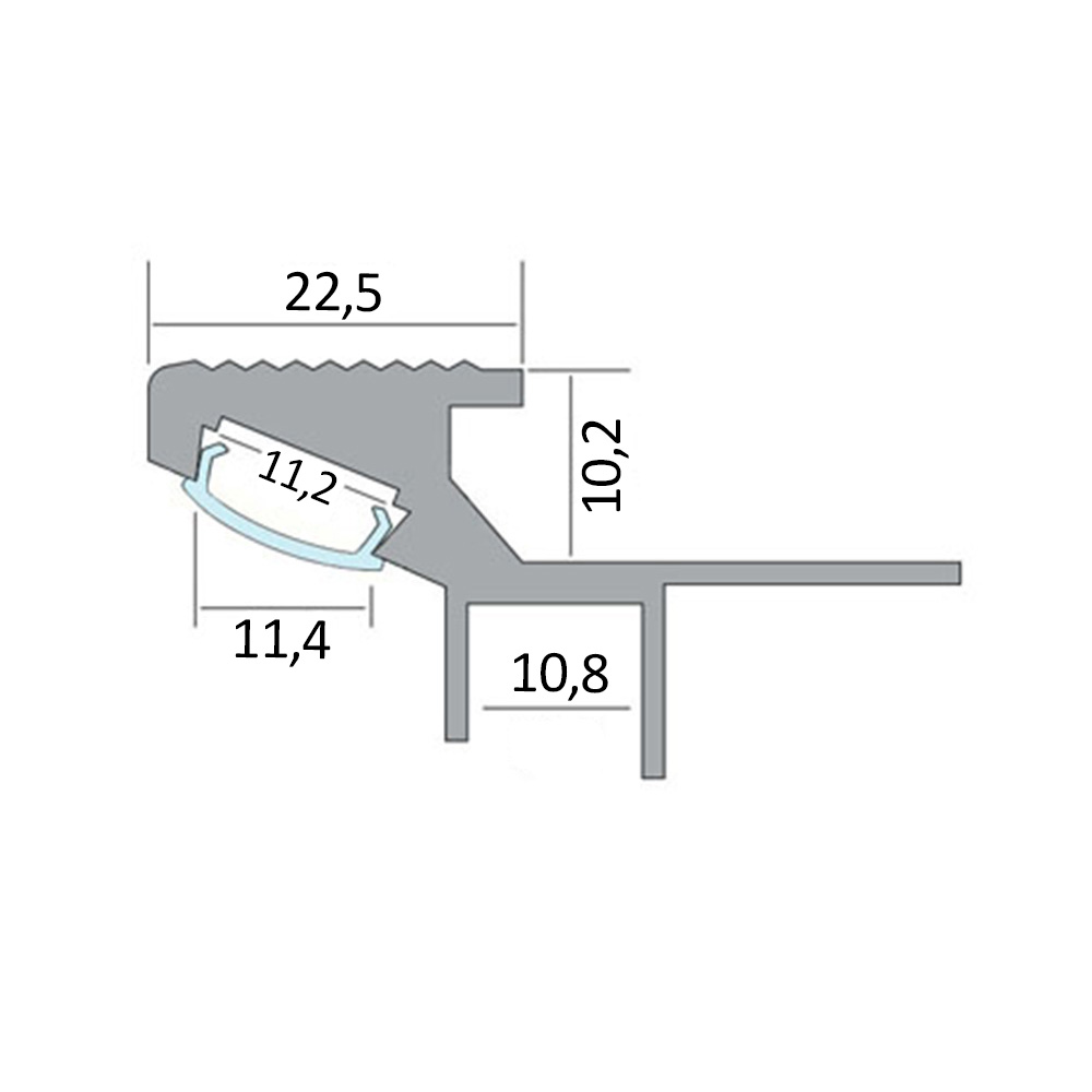 T-40 20° LED Alu Fliesenprofil Treppenprofil Stufen 10mm silber