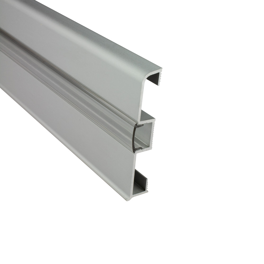 B-Ware - C02 LED Aluprofil Silber Sockelleiste 1m klar C02 LED Aluprofil Silber Sockelleiste 2m klar