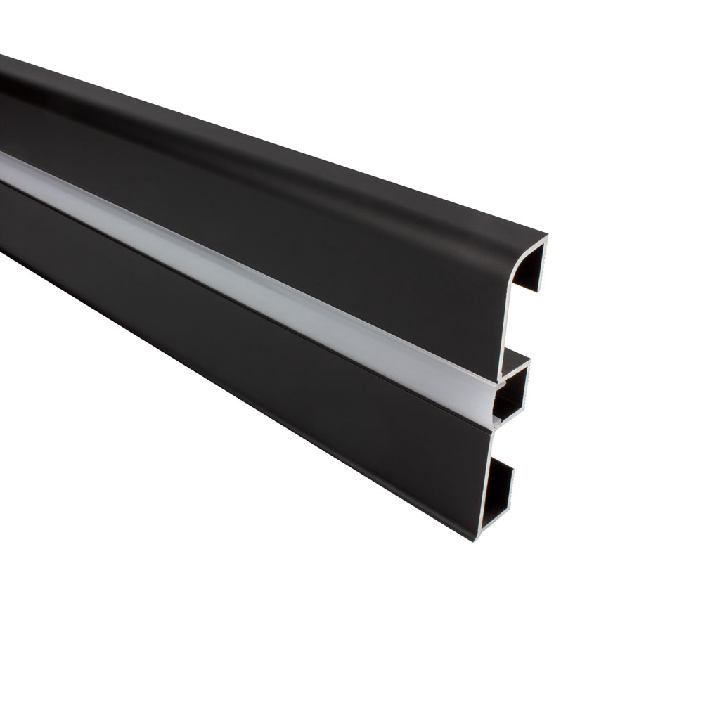 B-Ware - C01 LED Aluprofil schwarz Sockelleiste 1m opal