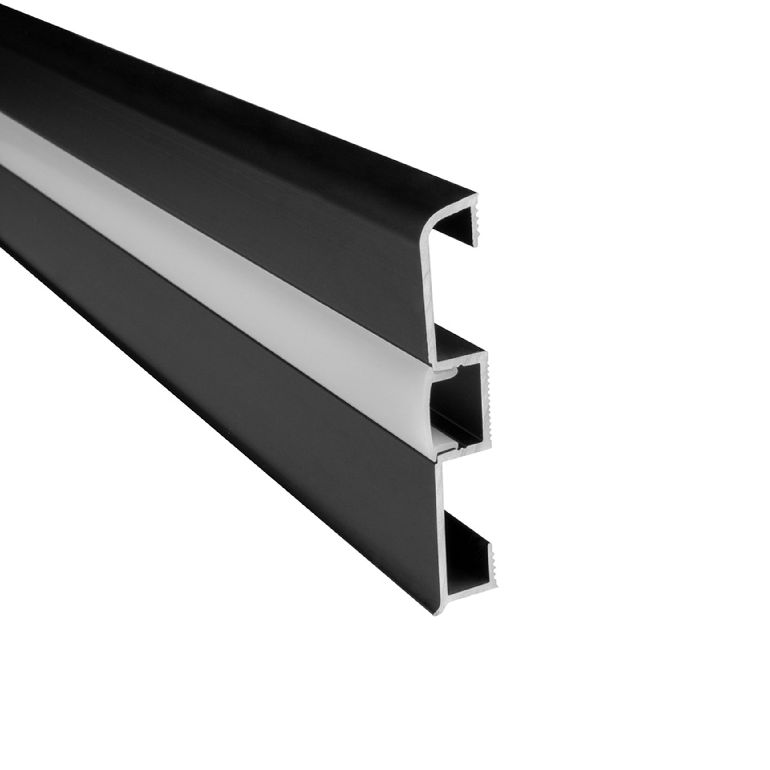 C02 LED Aluprofil Schwarz Sockelleiste 2m milky C02 LED Aluprofil Schwarz Sockelleiste 2m milky