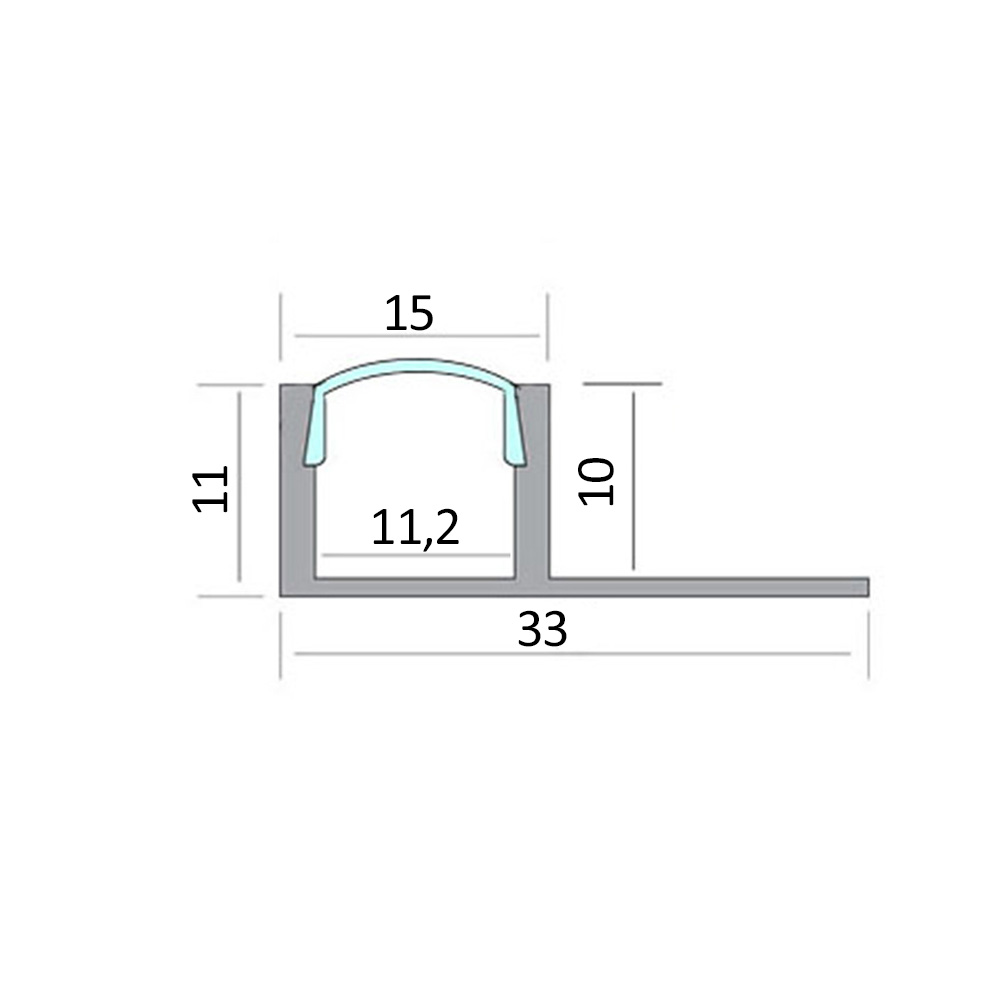 T77 LED Alu Fliesenprofil 10mm silber 2x Endkappen