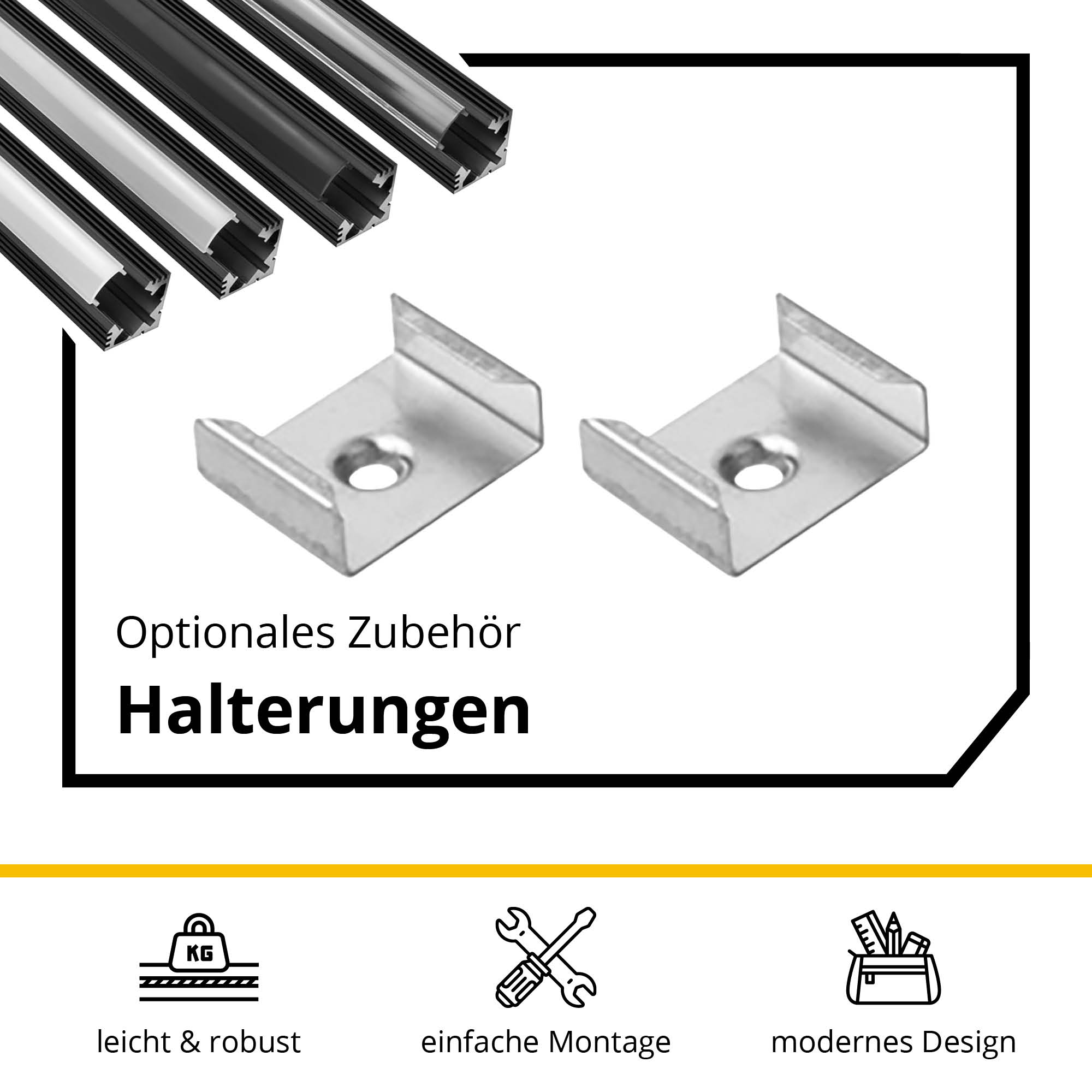 A19 LED Aluprofil Schwarz Eckprofil 90° 2x Endkappe