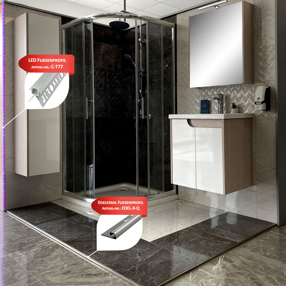 C-T77 LED Alu Fliesenprofil Ecke aussen 10mm silber 1m klar L-Profil Edelstahl Fliesenprofile V2A L250cm 10mm Gold gebürstet