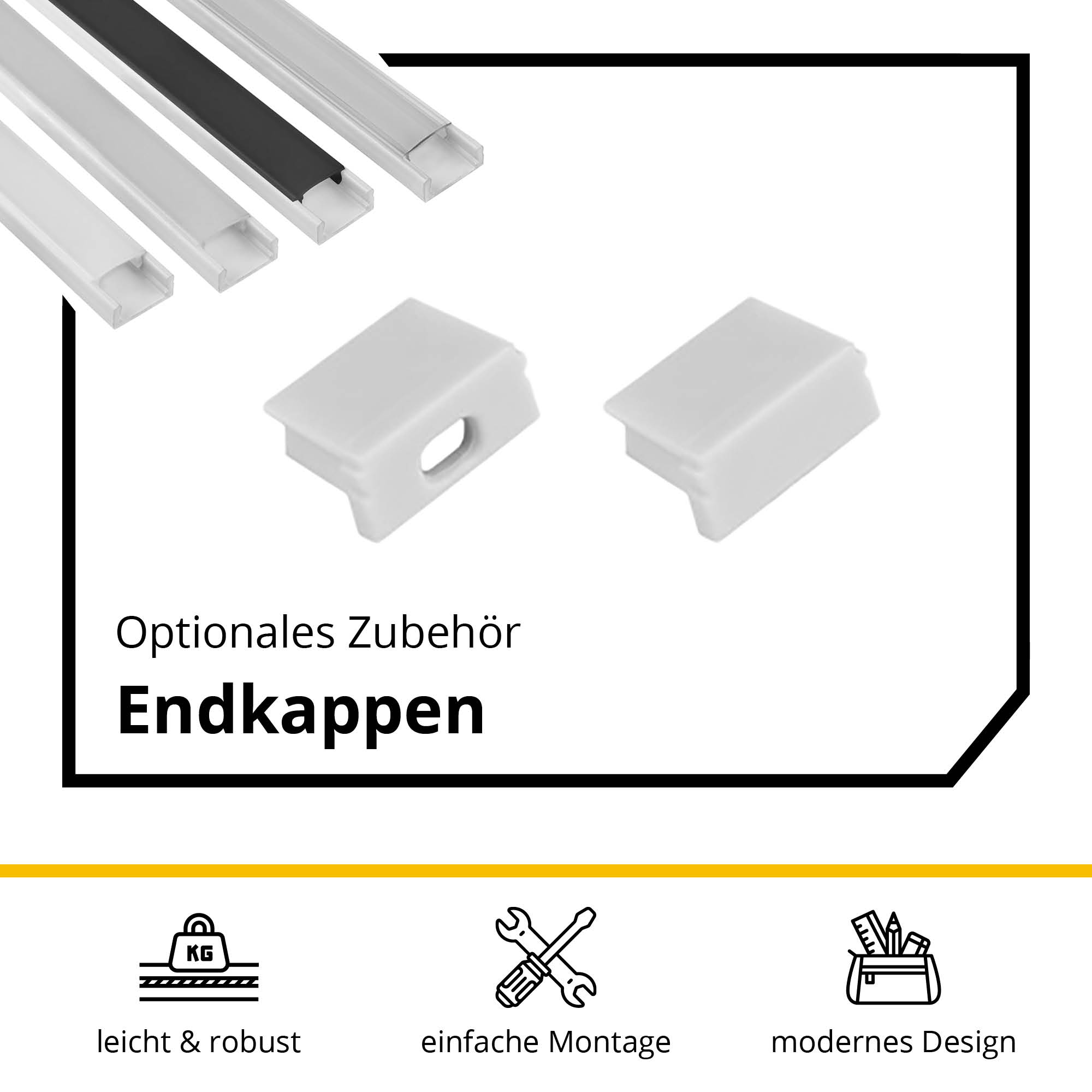 A15 LED Profil Weiss 2m Abdeckung milky