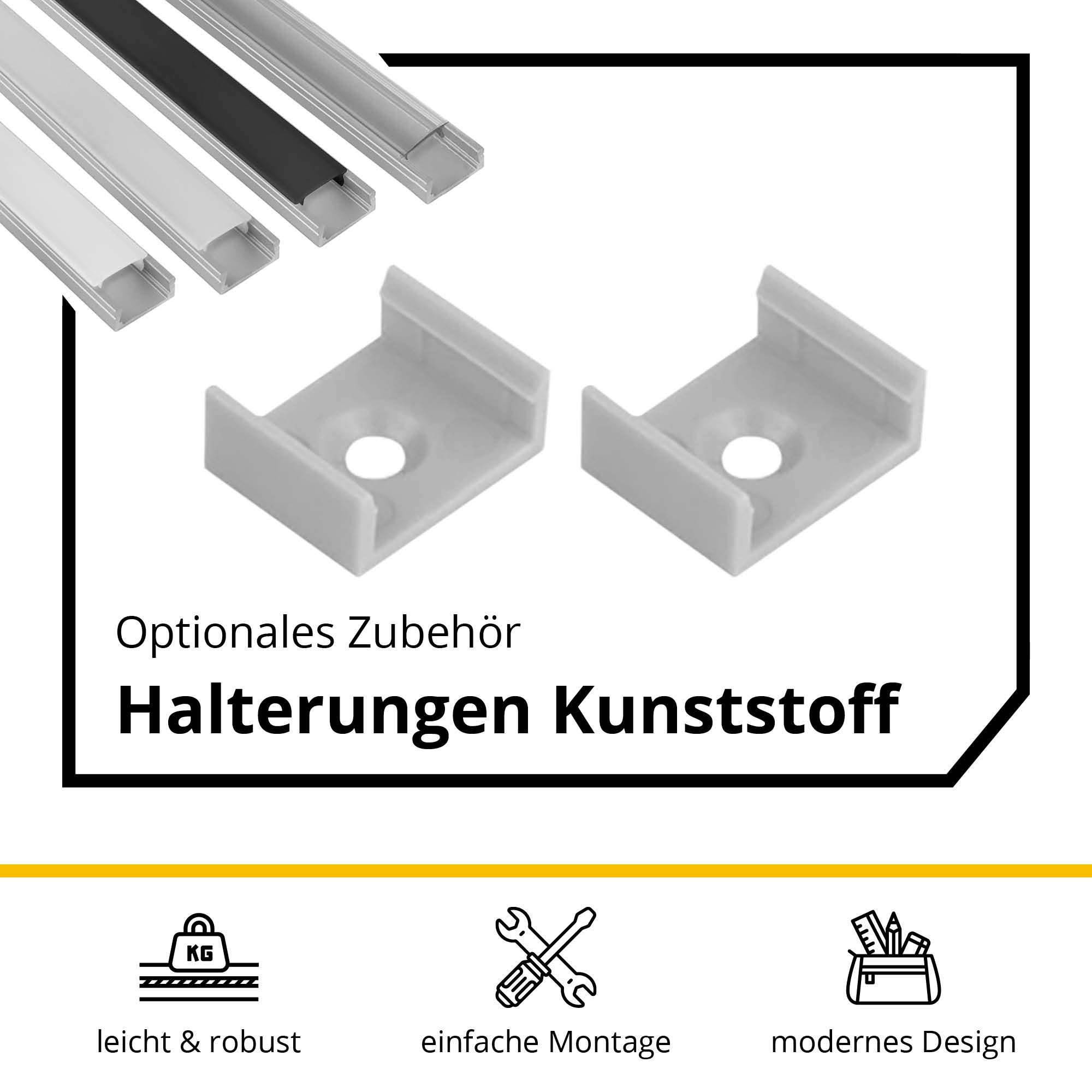 A15 LED Profil Silber A15 LED Profil Silber 2x Halter kunststoff